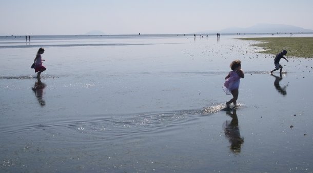 playing at the beach